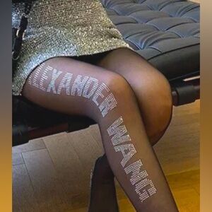 Alexander Wang Black Logo Studded Stockings